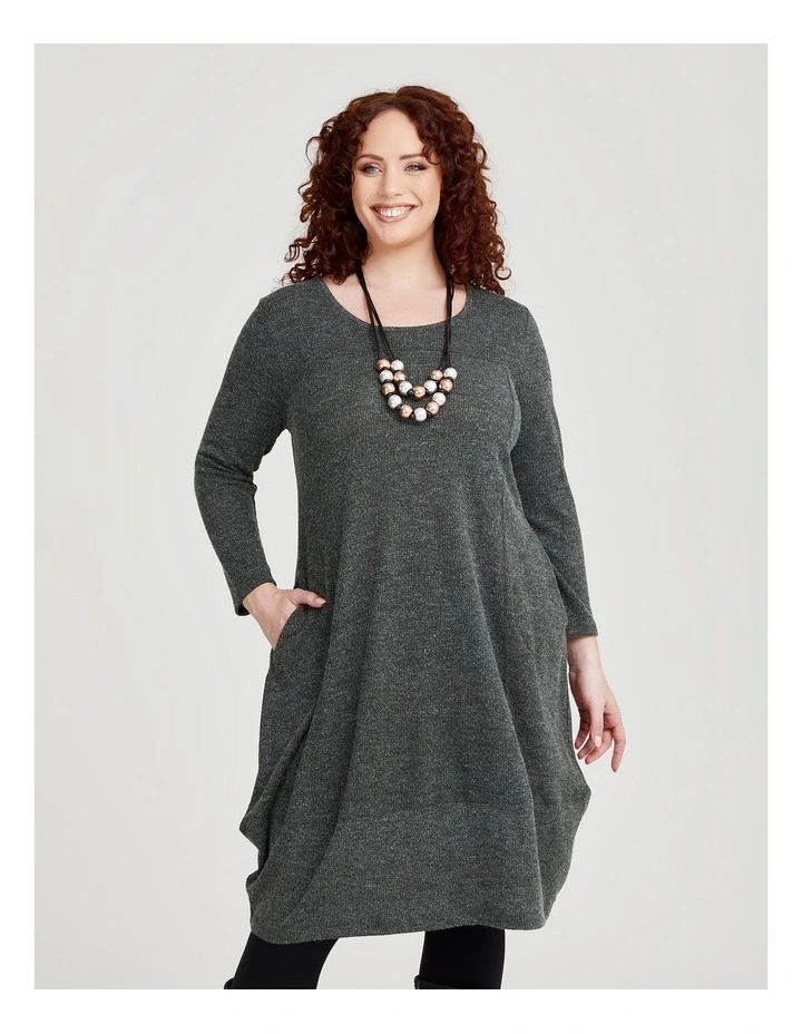 Long Sleeve Snug Dress in Olive image 3