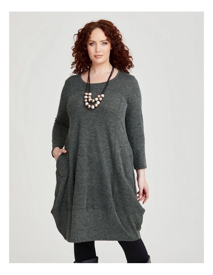 Long Sleeve Snug Dress in Olive image 4