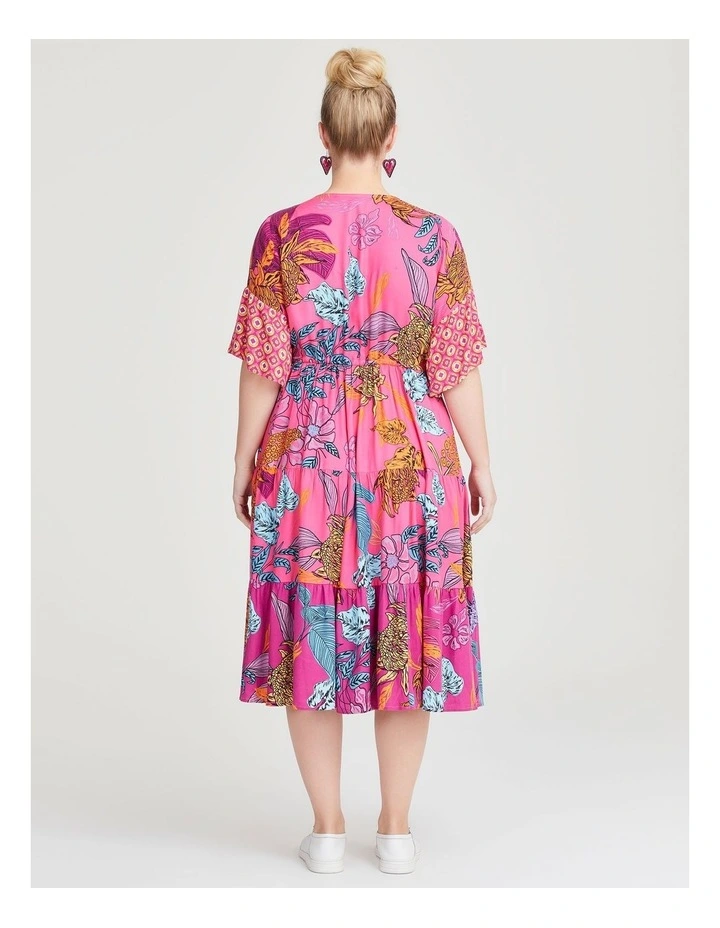Natural Floral Geo Mix Dress in Print image 2