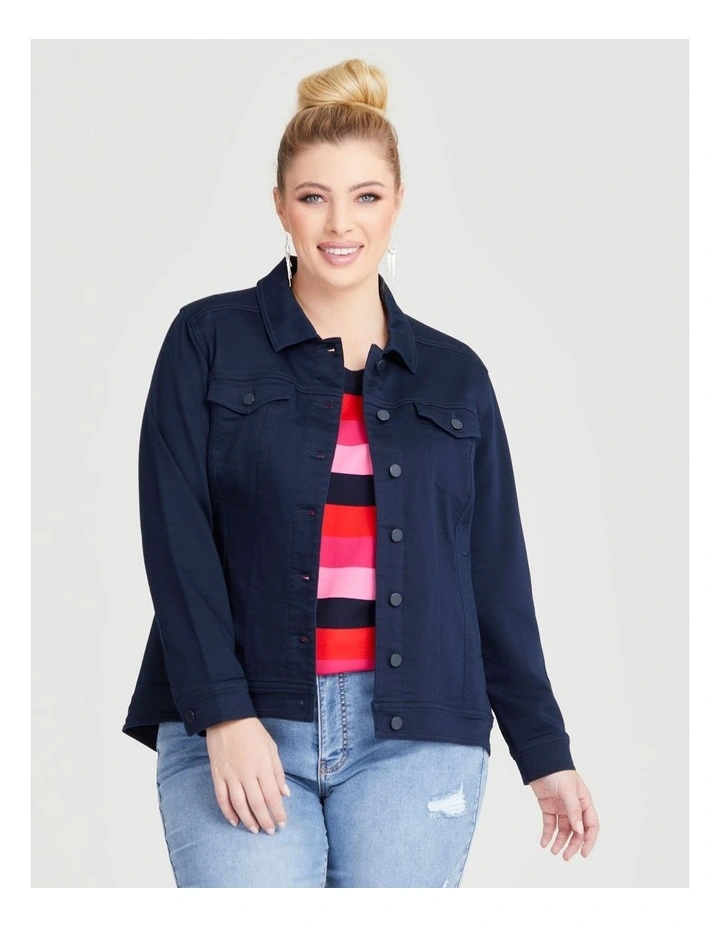 Coloured Best Fit Denim Jacket in Navy image 1