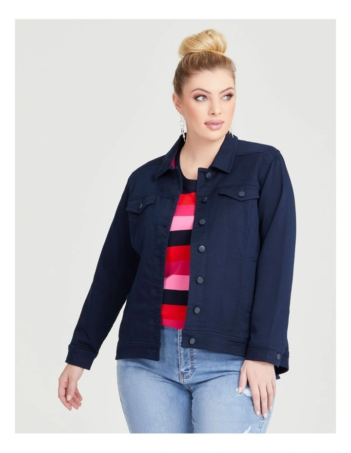 Coloured Best Fit Denim Jacket in Navy image 3