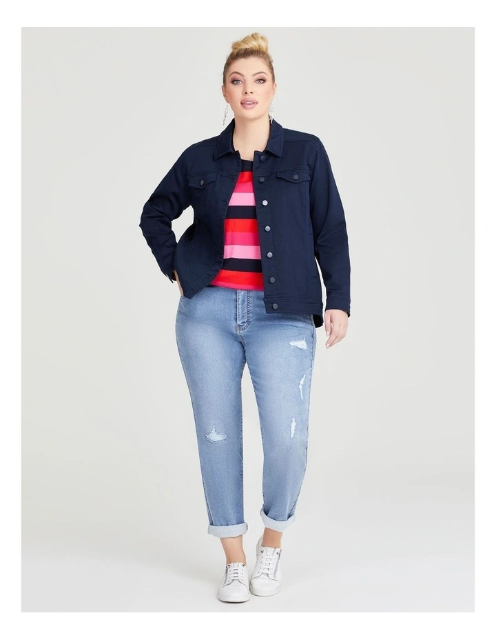 Coloured Best Fit Denim Jacket in Navy image 4
