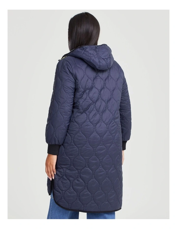 Quilted Puffer Jacket in Navy image 2