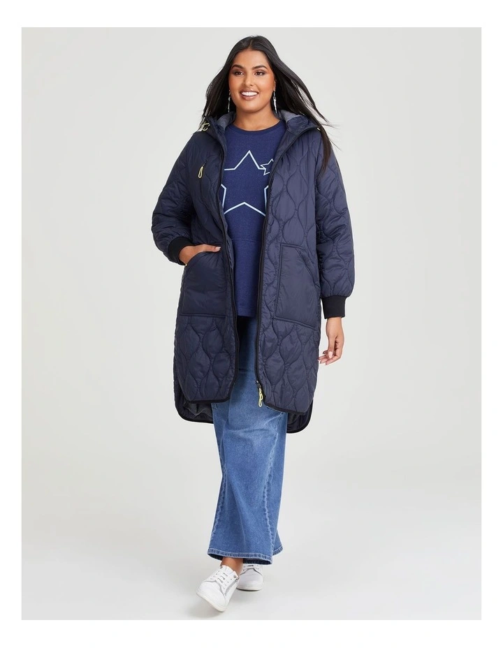 Quilted Puffer Jacket in Navy image 6
