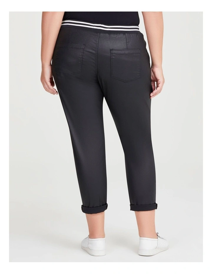 Coated Denim Pull On Jogger in Black image 2