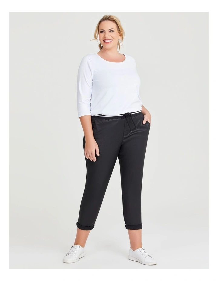 Coated Denim Pull On Jogger in Black image 3