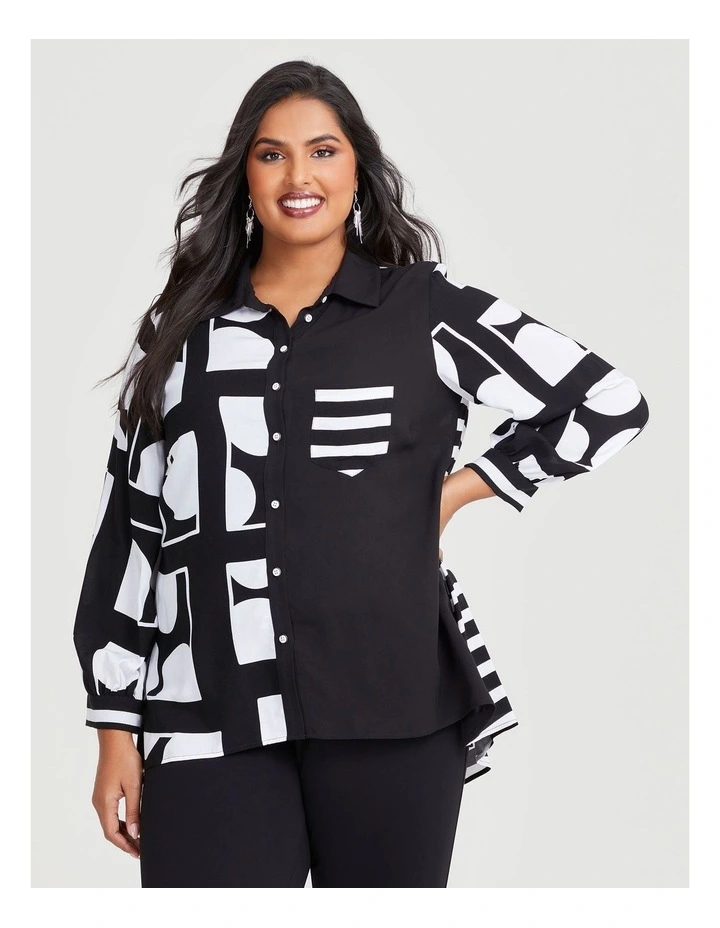 Bamboo Mood Geo Stripe Shirt in Black/White image 1