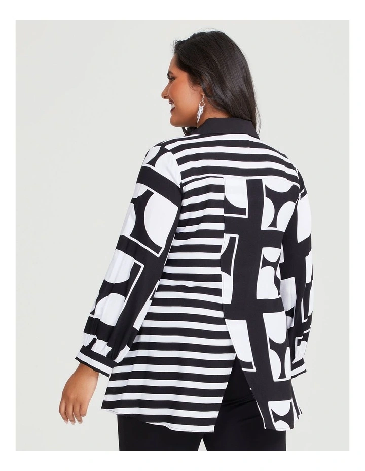 Bamboo Mood Geo Stripe Shirt in Black/White image 2