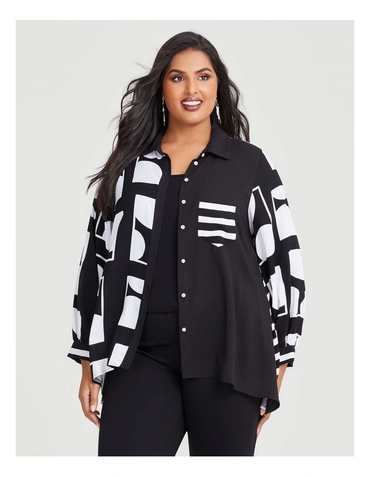 Bamboo Mood Geo Stripe Shirt in Black/White image 3