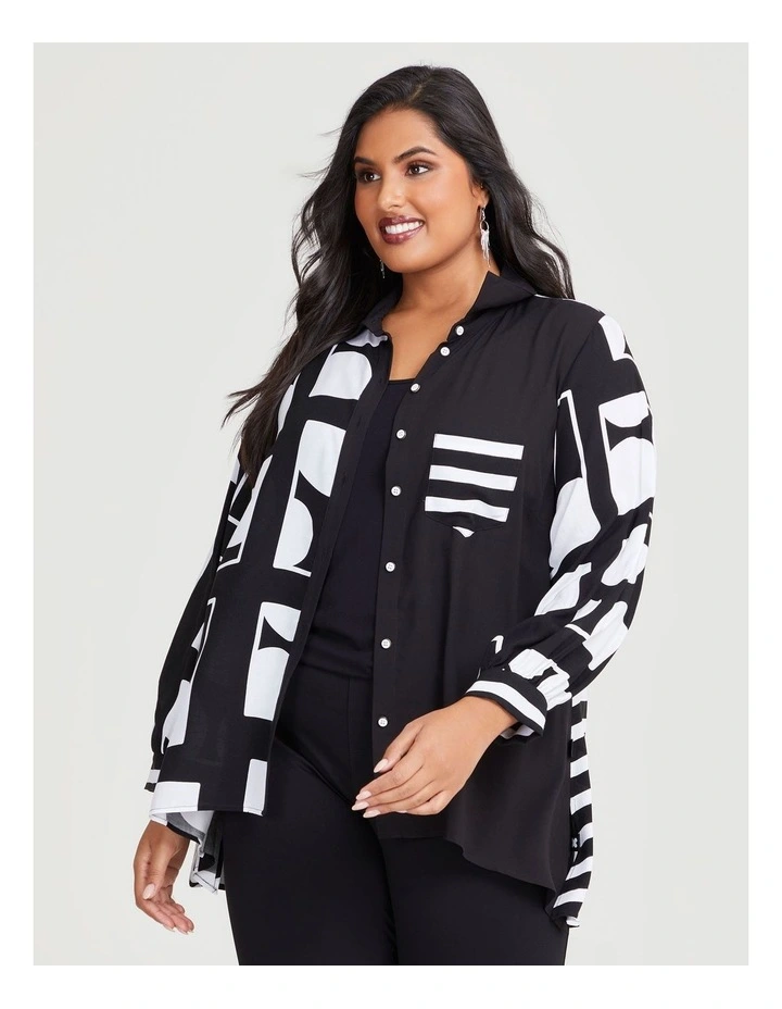 Bamboo Mood Geo Stripe Shirt in Black/White image 4