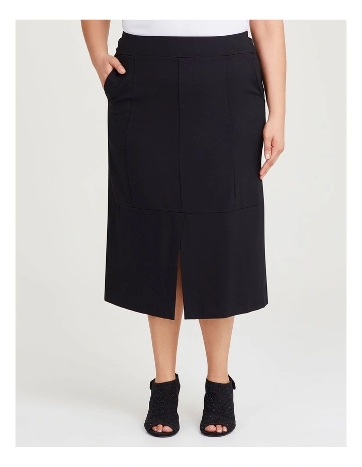 Bamboo Ponte Panel Skirt in Black image 1