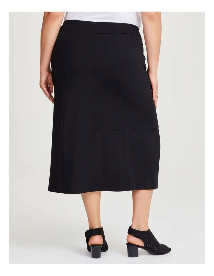 Bamboo Ponte Panel Skirt in Black image 2