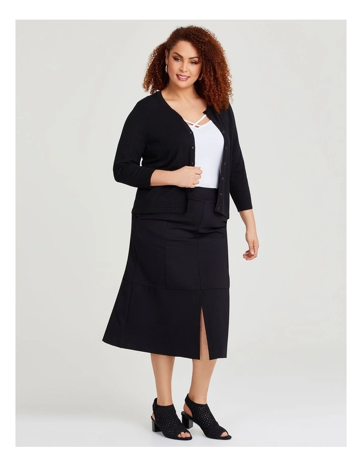 Bamboo Ponte Panel Skirt in Black image 3