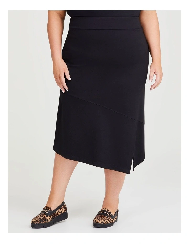Ponte Fundamental Aline Long Skirt in Black image 1