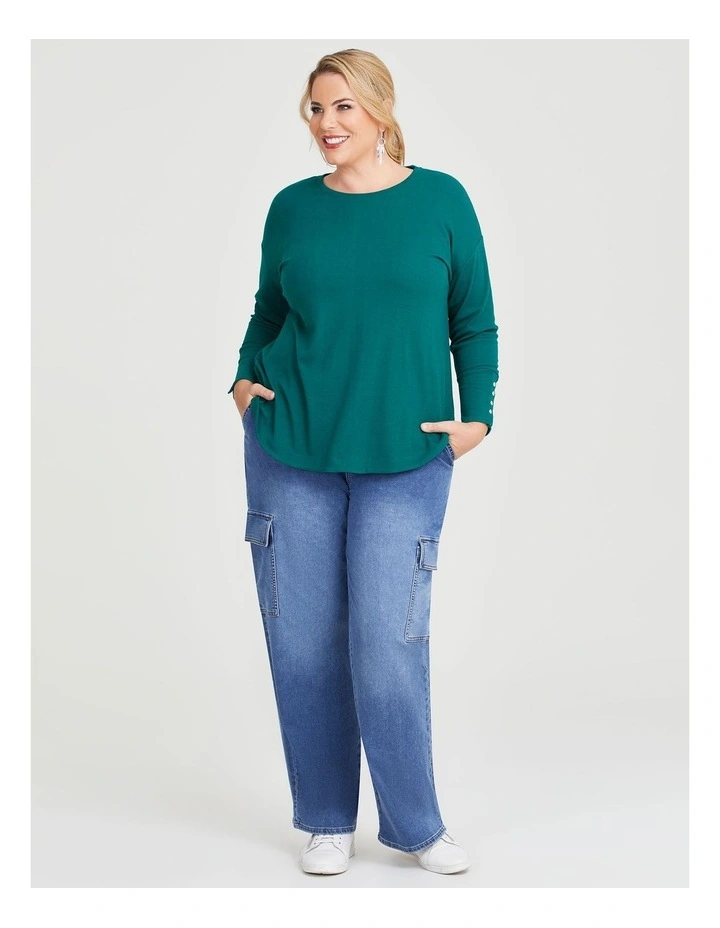 Rib Hi-lo Top in Eden Green image 4