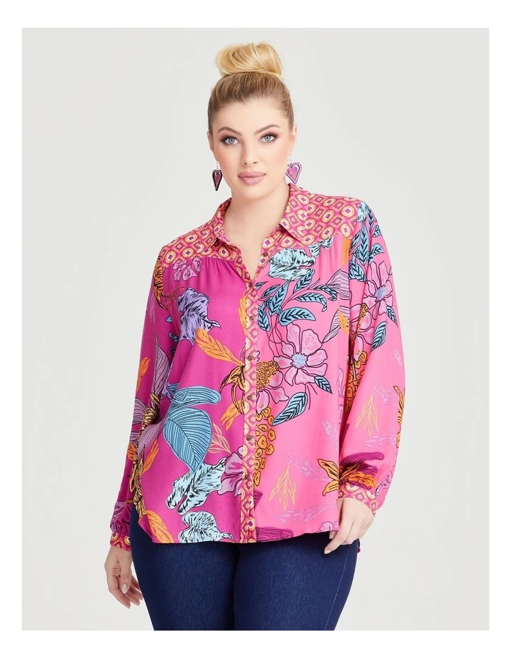 Natural Flower Mix Geo Shirt in Print image 1