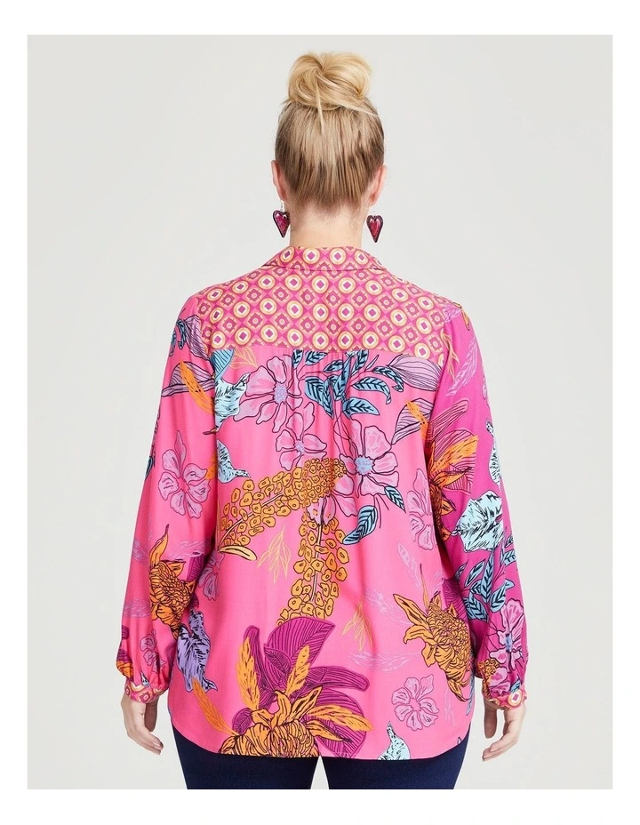 Natural Flower Mix Geo Shirt in Print image 2