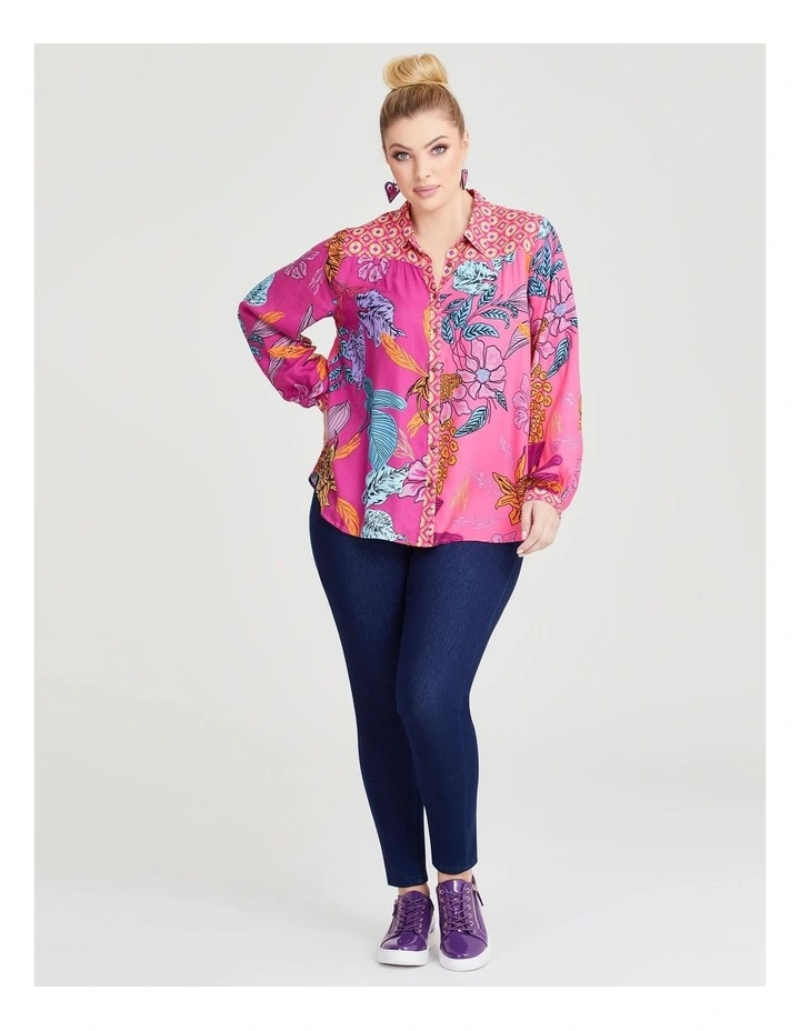 Natural Flower Mix Geo Shirt in Print image 4
