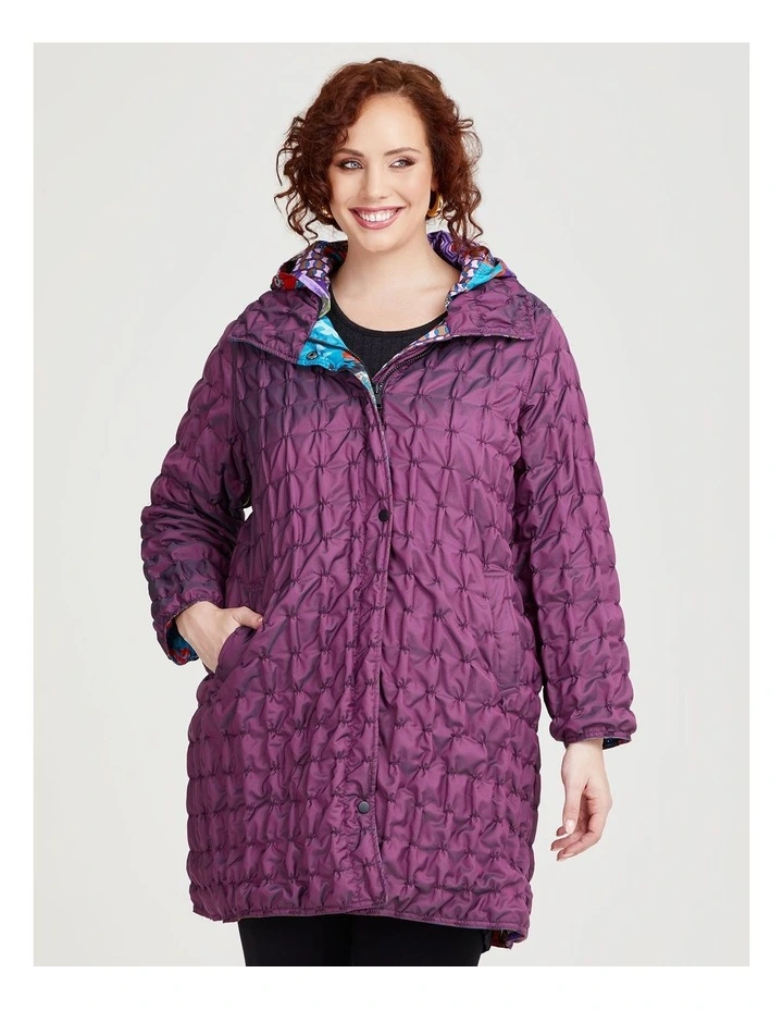 Wave Taffeta Reversible Coat in Orchid image 1