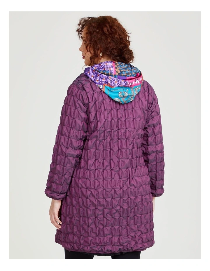 Wave Taffeta Reversible Coat in Orchid image 2