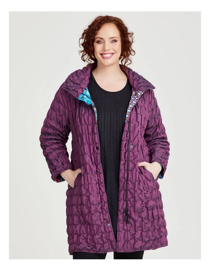Wave Taffeta Reversible Coat in Orchid image 3