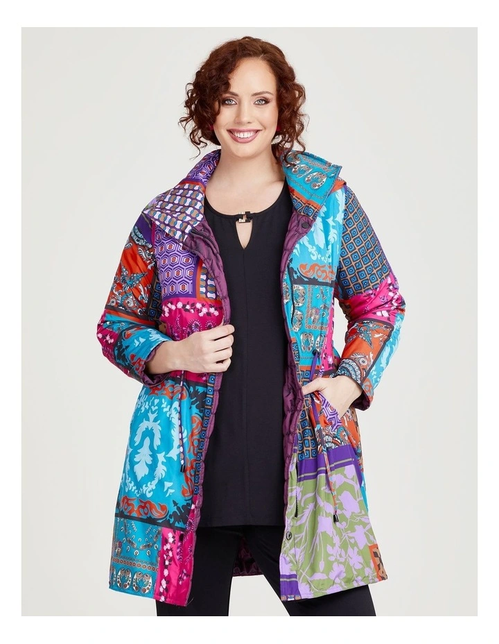 Wave Taffeta Reversible Coat in Orchid image 5