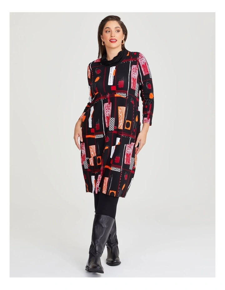 Natural Odette Long Sleeve Dress in Print image 1