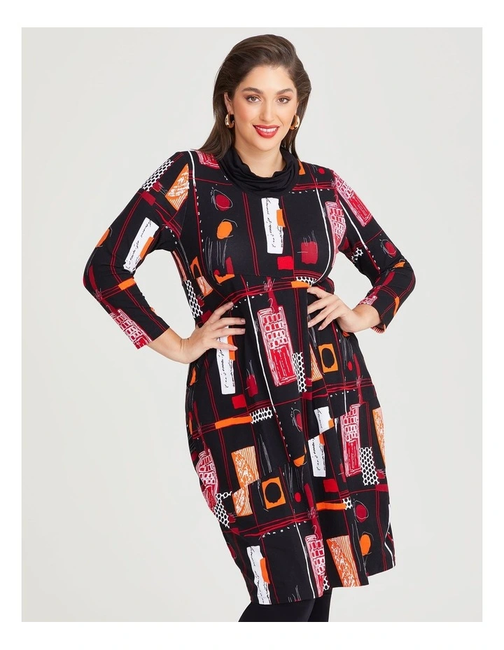 Natural Odette Long Sleeve Dress in Print image 2