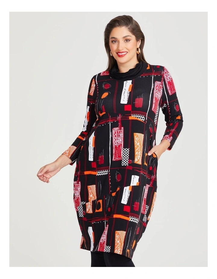 Natural Odette Long Sleeve Dress in Print image 3