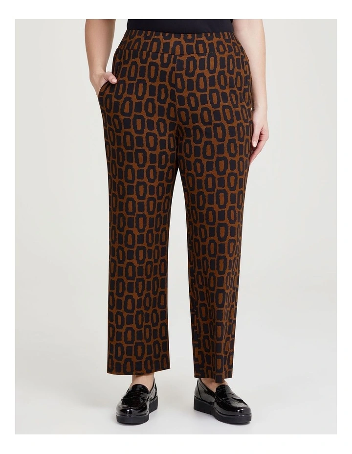 Geo Print Natural Wide Leg Pant in Print image 1