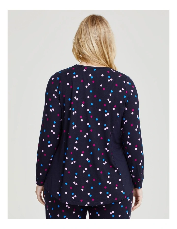 Bamboo Confetti Pyjama Top in Print/navy image 2