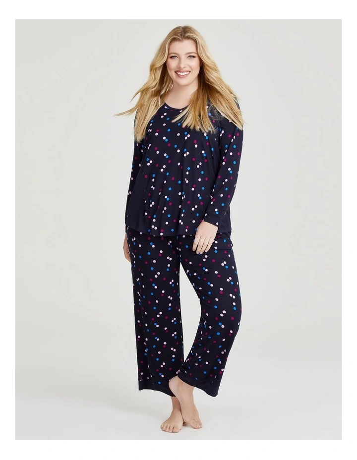 Bamboo Confetti Pyjama Top in Print/navy image 4