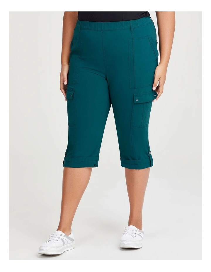 Castaway Cargo Crop Pant in Deep Teal image 1