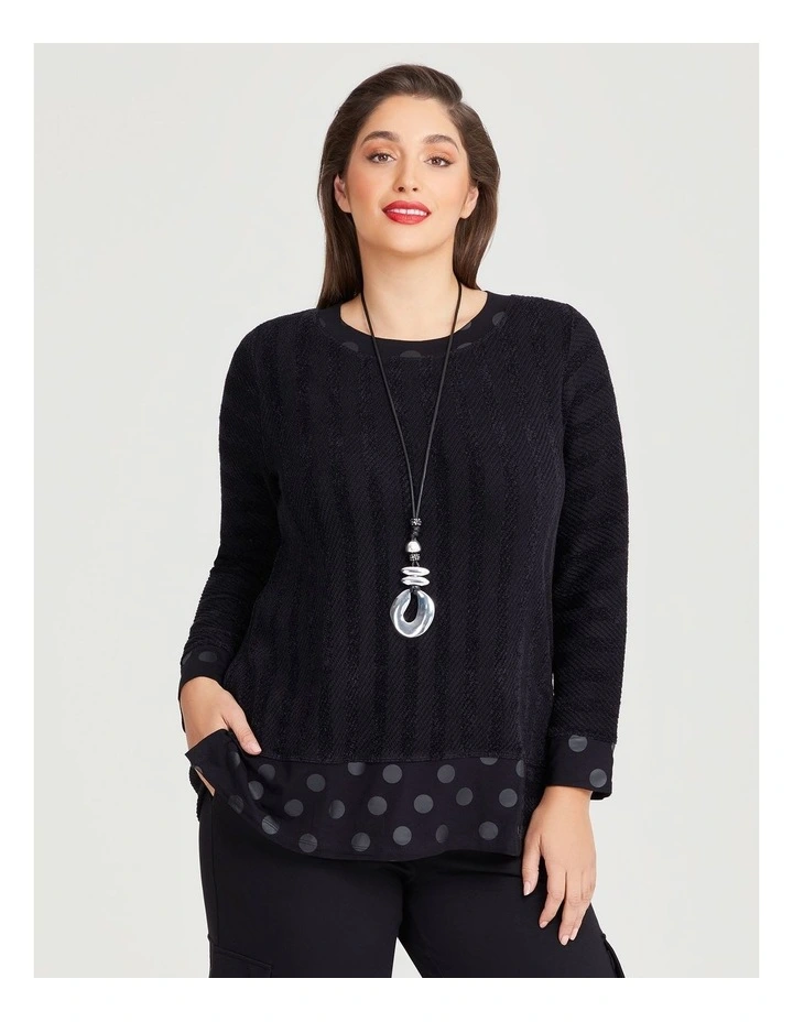 Textured Juliette Top in Black image 1