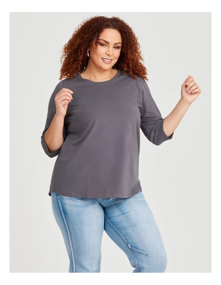 Australian Cotton 3/4 Sleeve T-shirt in Frost Grey image 1