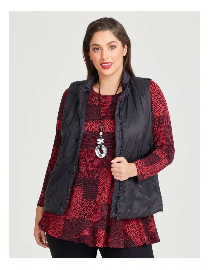 Sequin Puffer Vest in Black image 1