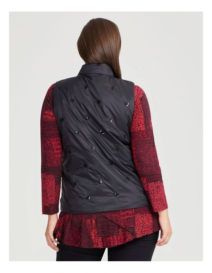 Sequin Puffer Vest in Black image 2