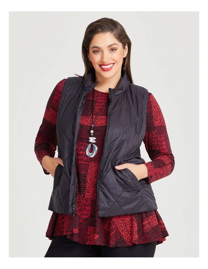 Sequin Puffer Vest in Black image 4