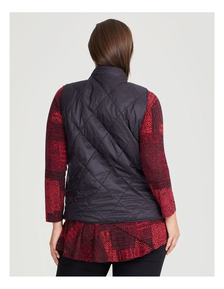 Sequin Puffer Vest in Black image 5