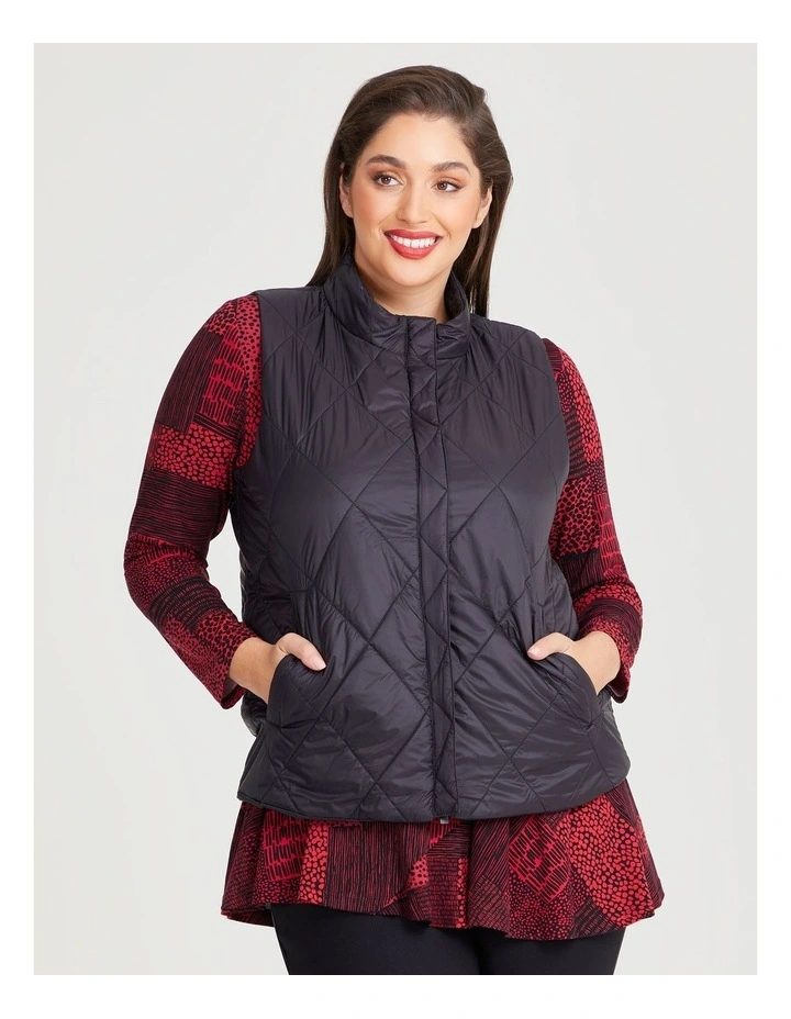 Sequin Puffer Vest in Black image 6