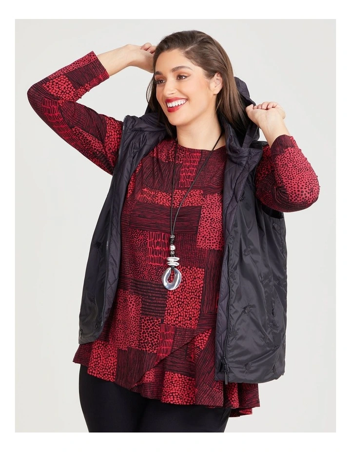 Sequin Puffer Vest in Black image 7