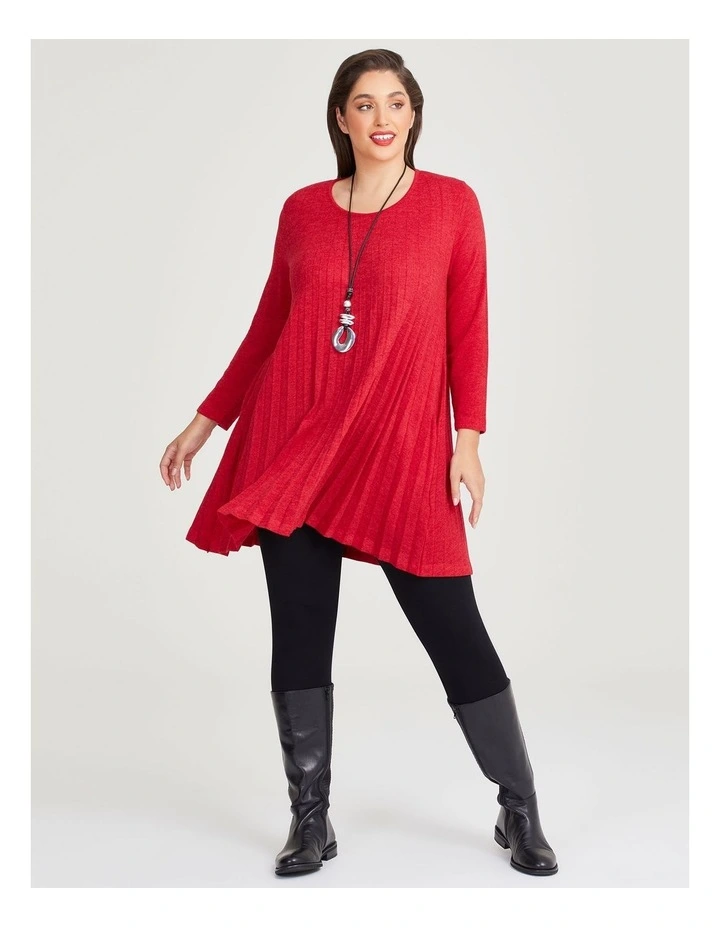 Sunray Pleated Tunic in Ribbon Red image 1