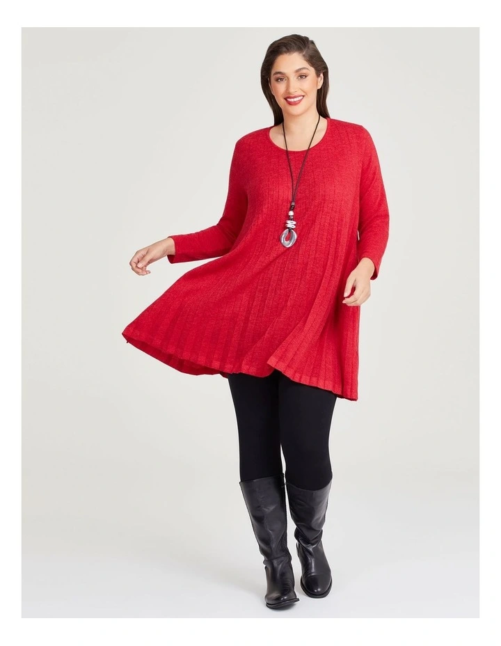 Sunray Pleated Tunic in Ribbon Red image 4
