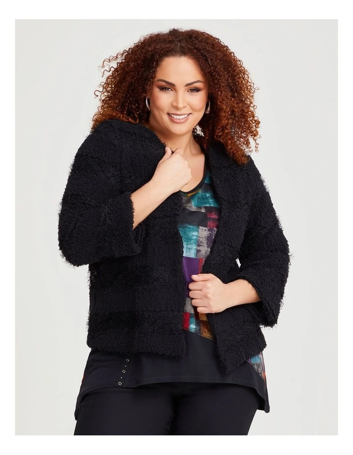 Fringe Tassel Cardigan in Black image 1
