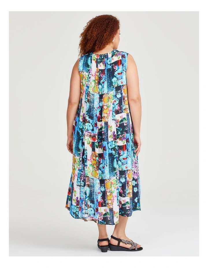 Fiesta Sleeveless Maxi Dress in Blue Print image 2