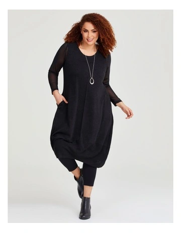 Enthuse Halo Dress in  Black