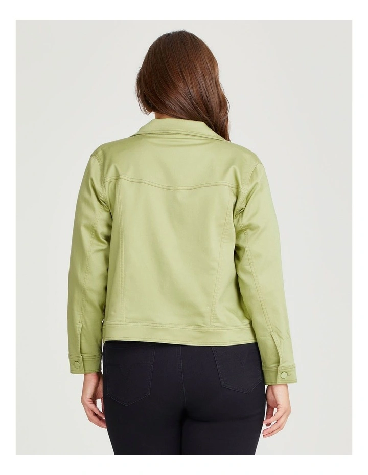Coloured Classic Denim Jacket in Light Sage image 2