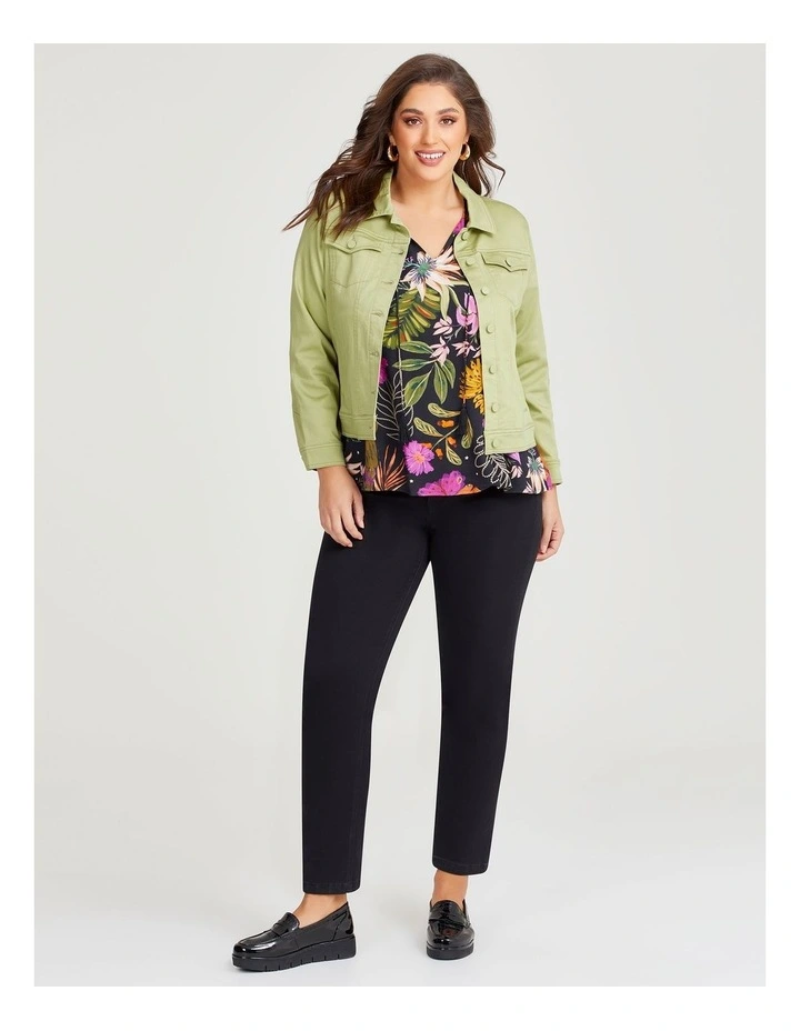 Coloured Classic Denim Jacket in Light Sage image 3