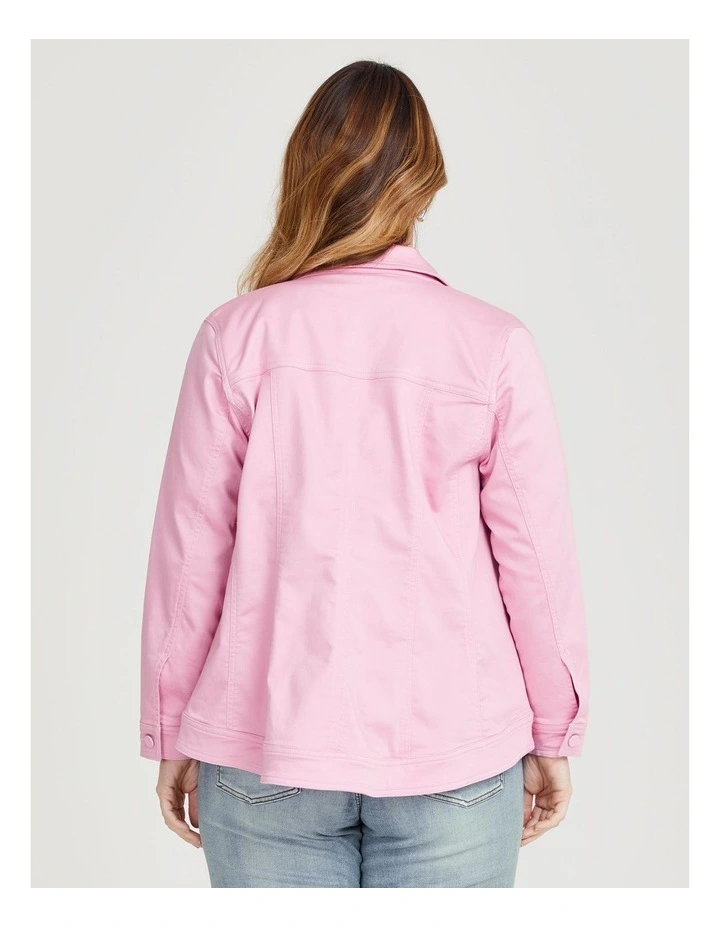 Coloured Best Fit Denim Jacket in Fondant Pink image 2