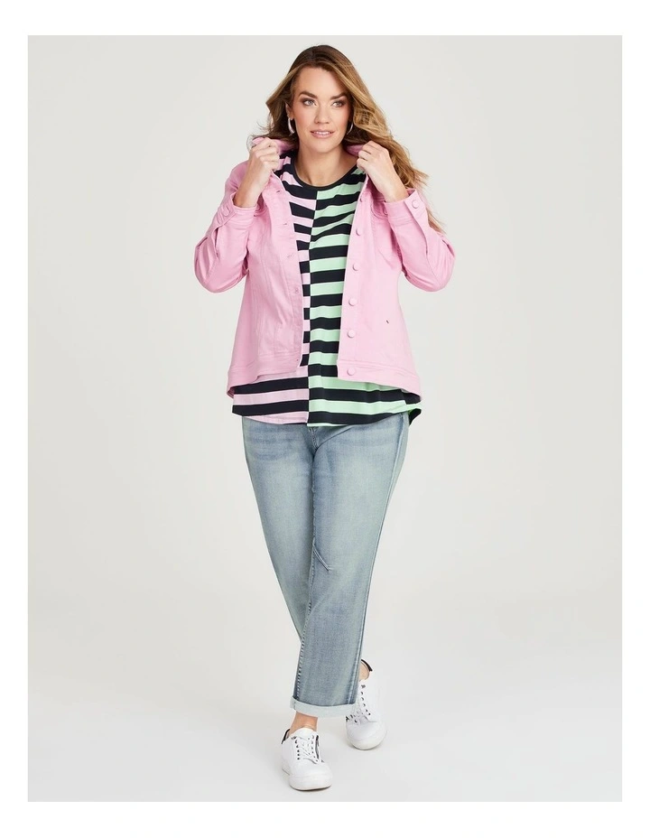 Coloured Best Fit Denim Jacket in Fondant Pink image 4